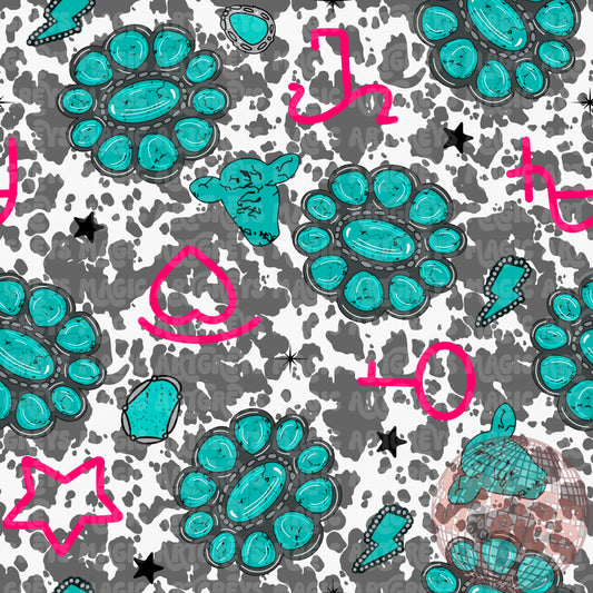 Pink Cattle Brands And Conchos Cowprint Seamless File