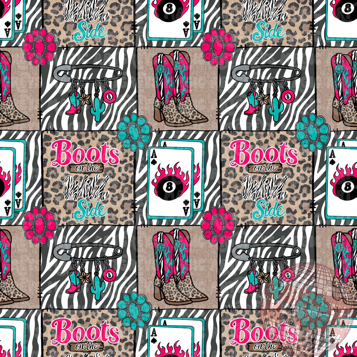 Boots On The Wild Side Patchwork Seamless File