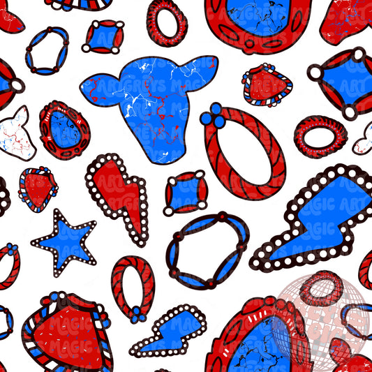 Fourth Of July Red White And Blue Concho Seamless File