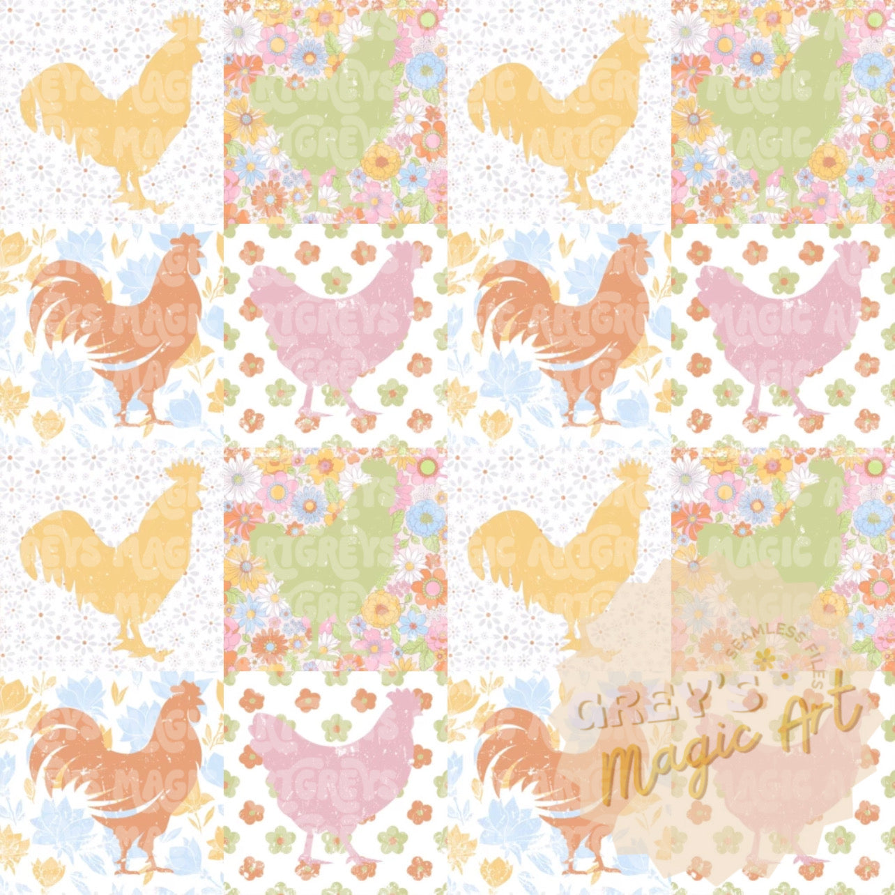 Floral Chickens Seamless File