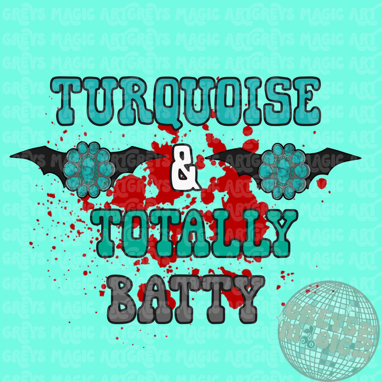 Turquoise & Totally Batty PNG