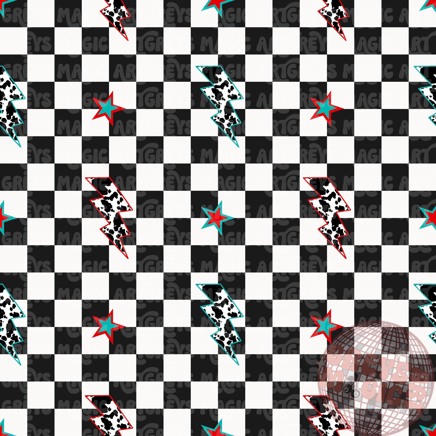 Checkered Cowprint Lightning Bolt Seamless File