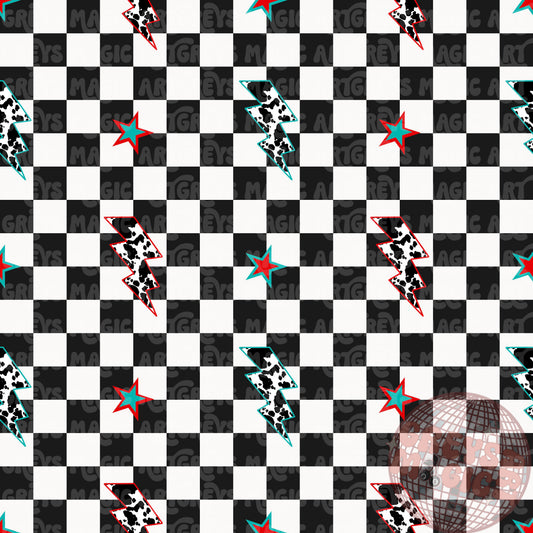 Checkered Cowprint Lightning Bolt Seamless File