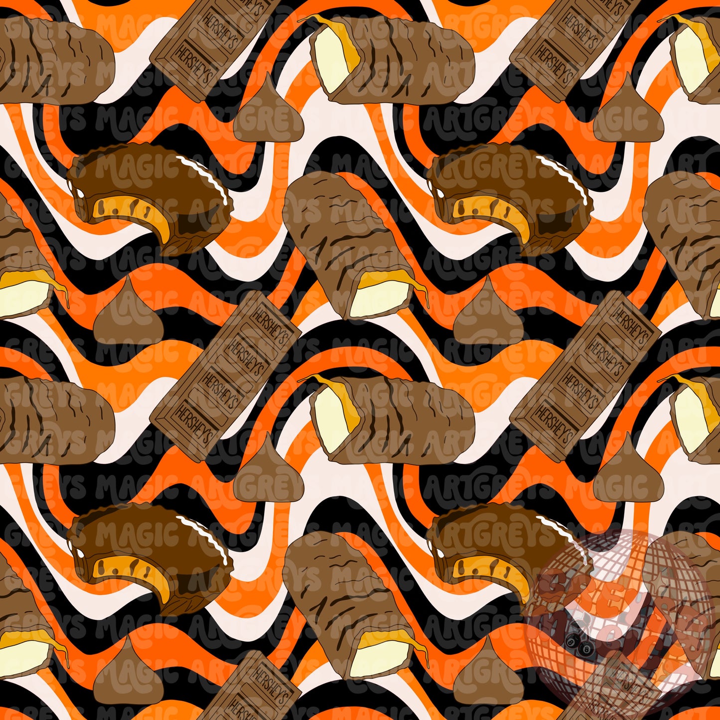 Groovy Lines Halloween Candy Seamless File