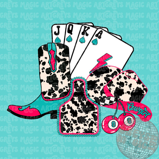 Cowhide Cowgirl Mashup PNG