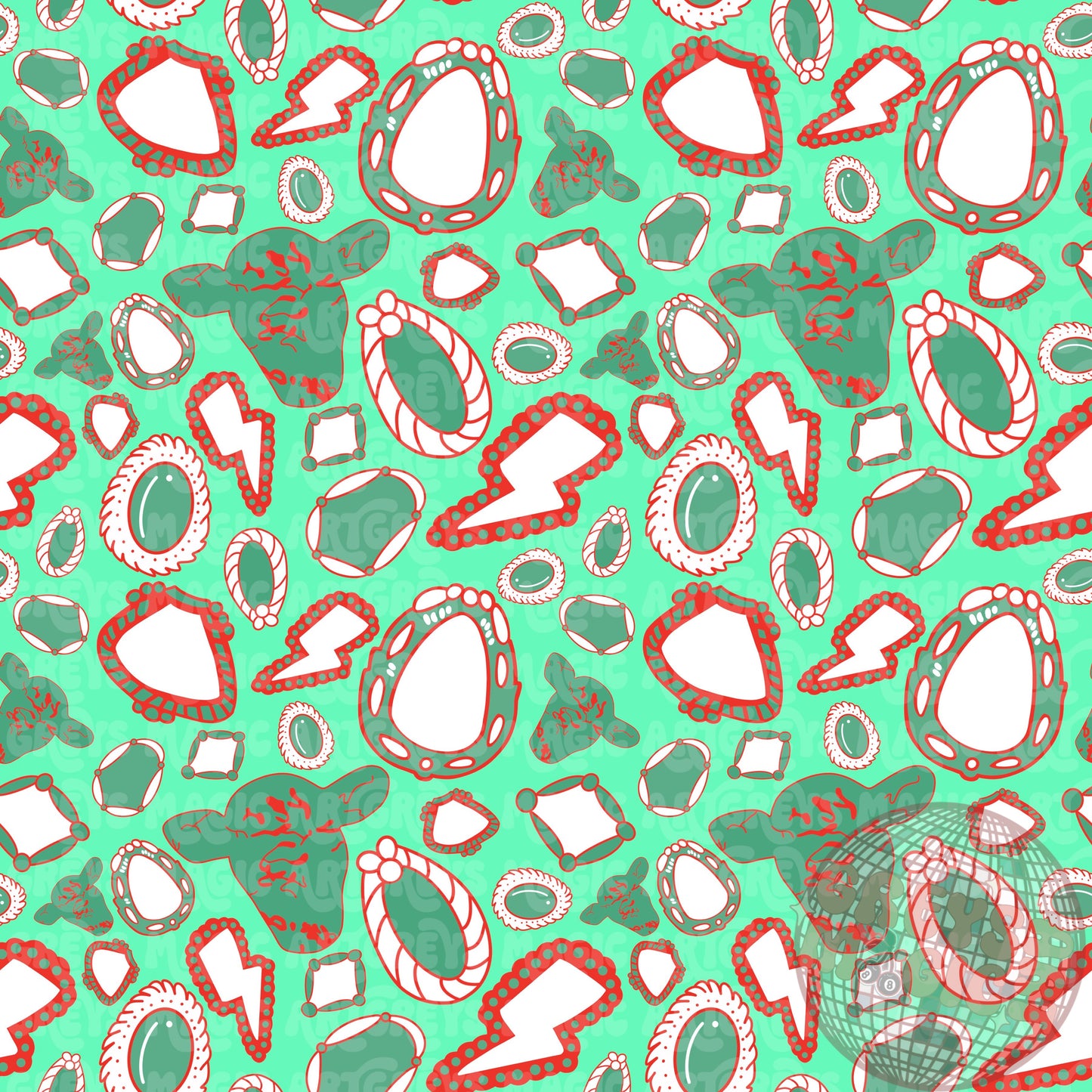 Red & Green Christmas Concho Stones Seamless File