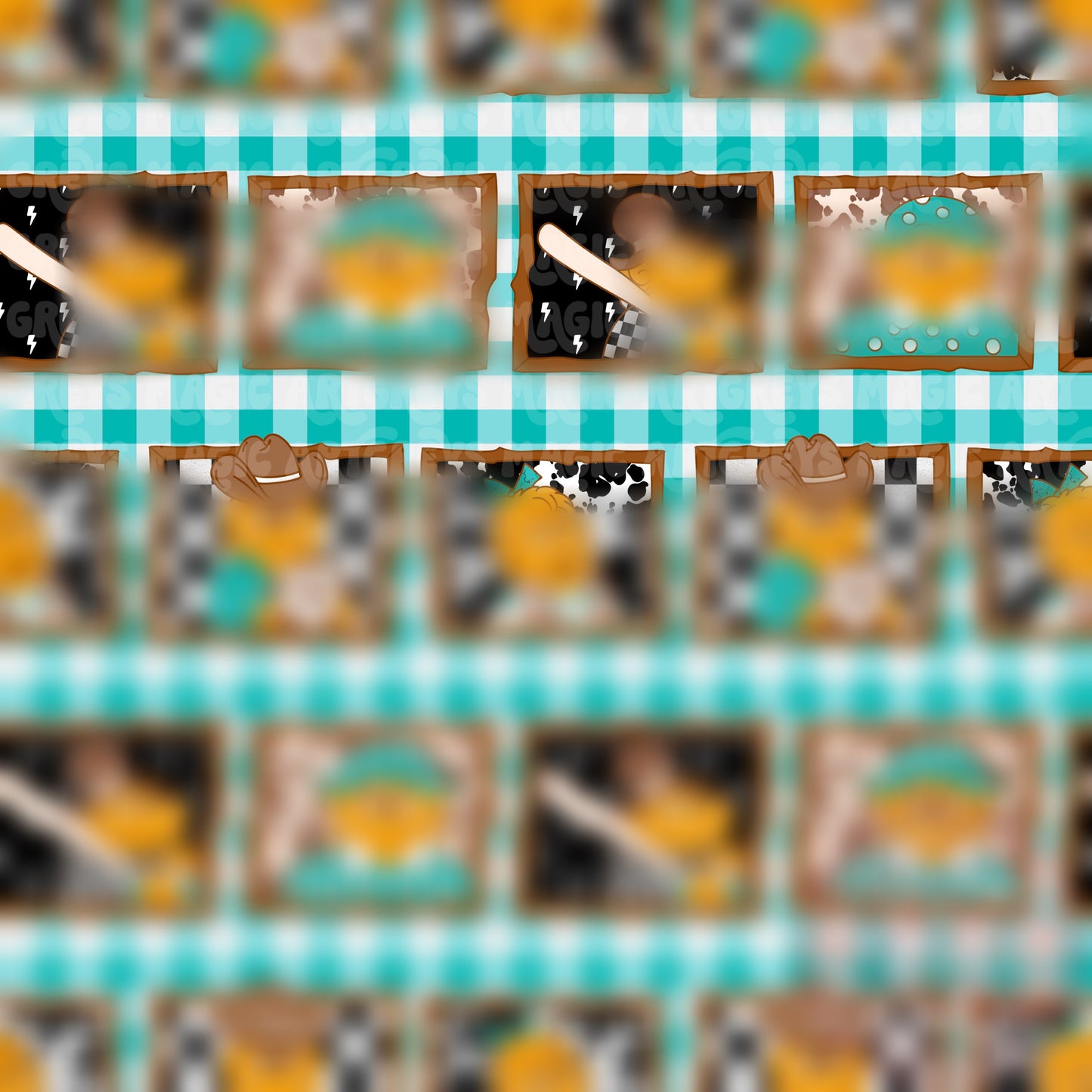 Bears First Rodeo Gingham Seamless File