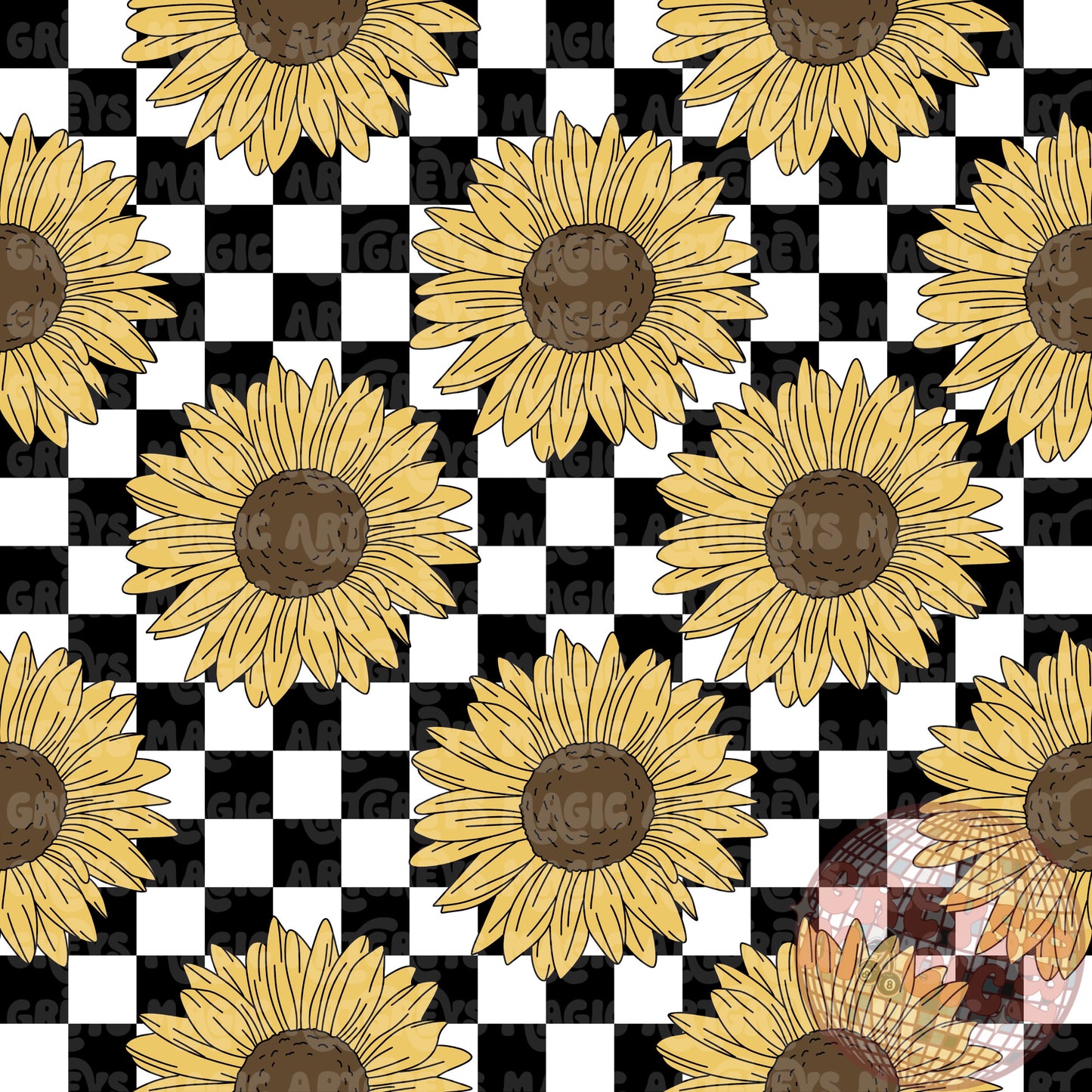 Checkered Sunflower Seamless File