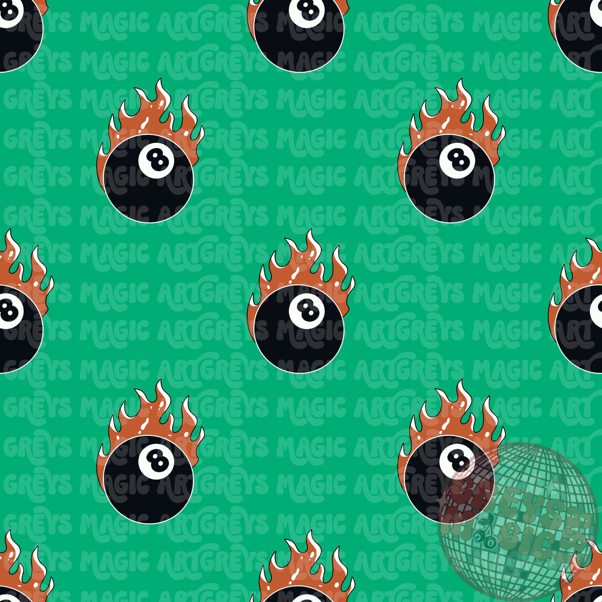 Green 8ball Flames Seamless File