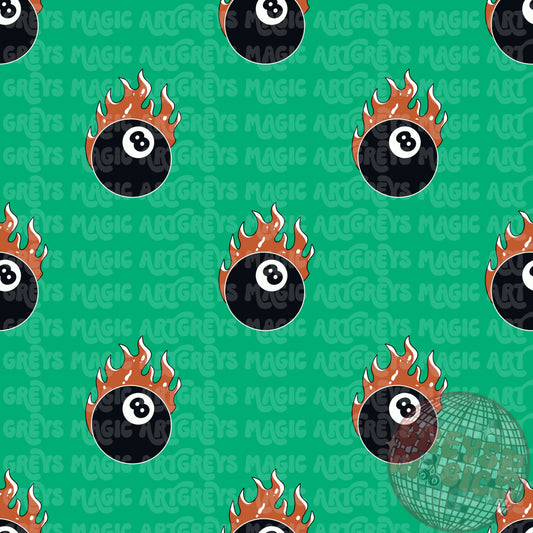 Green 8ball Flames Seamless File