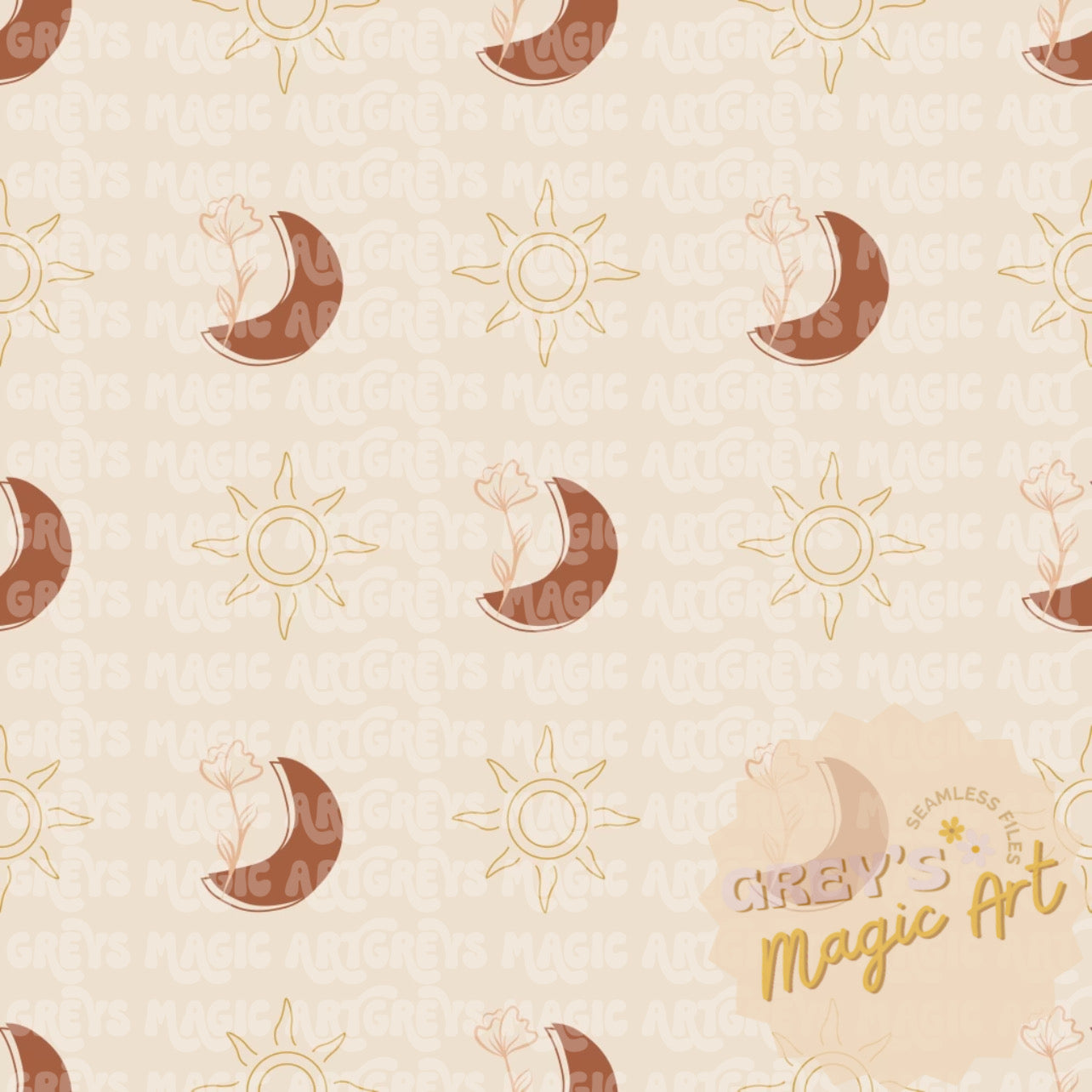 Boho Moon Sun Seamless File