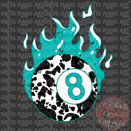 Turquoise Stone Flame Cowhide 8Ball PNG