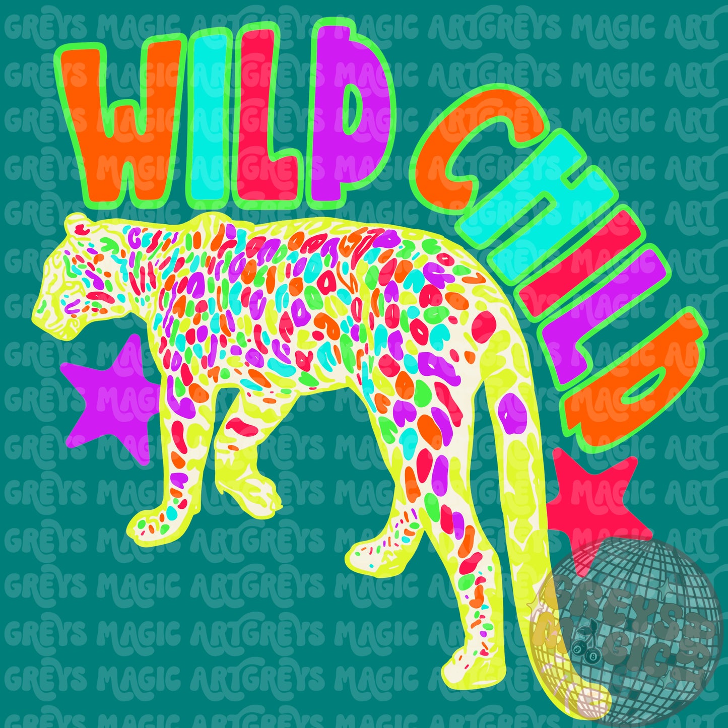 Neon Wild Child Cheetah PNG