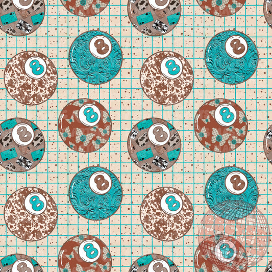 Turquoise/Brown Western 8Balls Seamless File