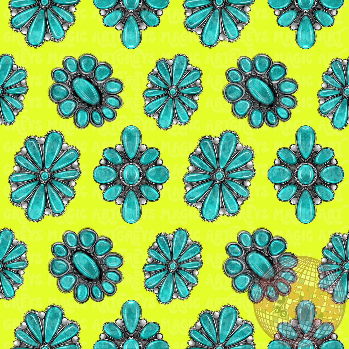 Summer Yellow Turquoise Conchos Seamless File