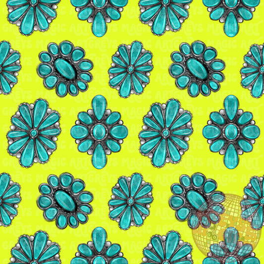 Summer Yellow Turquoise Conchos Seamless File