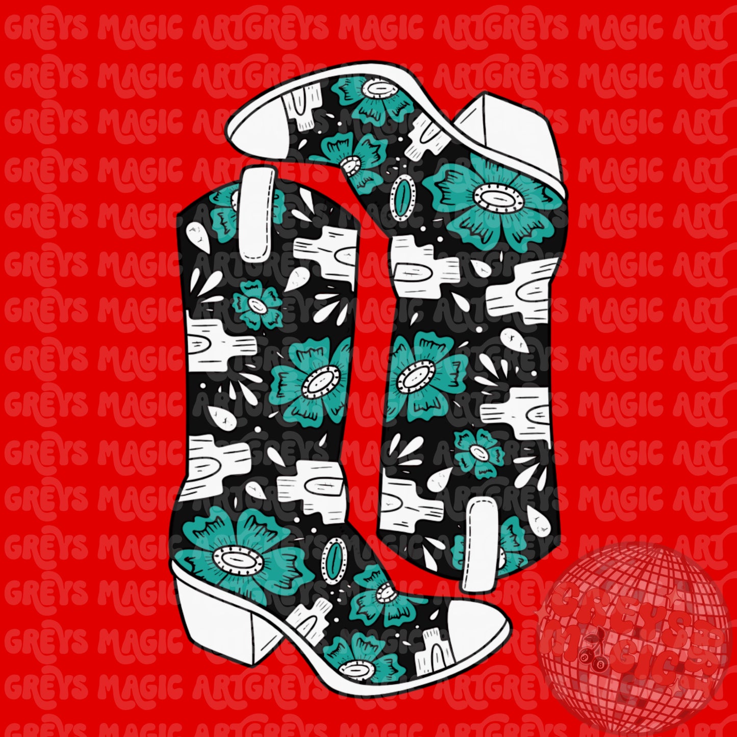 Western Floral Boots PNG