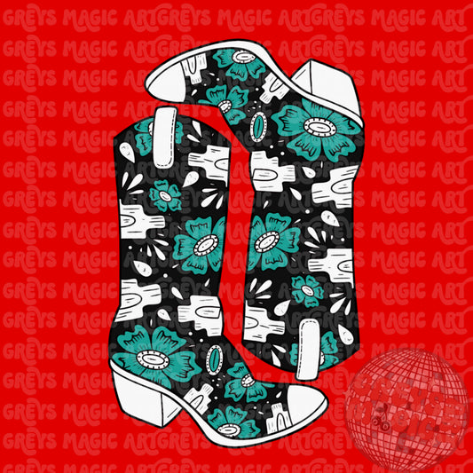 Western Floral Boots PNG