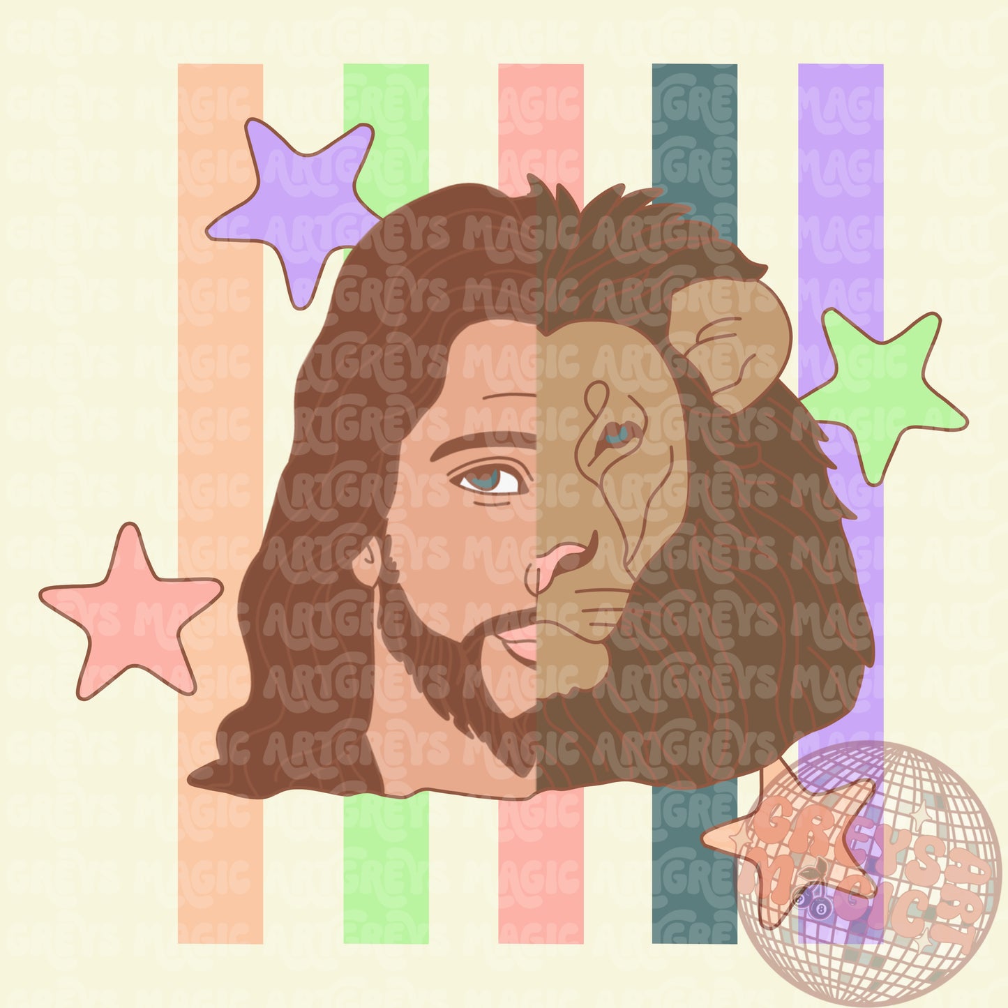 Jesus/Lion Stripes PNG