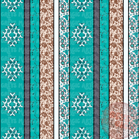 Concho Aztec Brown Cowprint Turquoise Stripes Seamless File