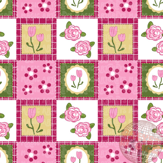 Spring Floral Square Quilt Seamless File