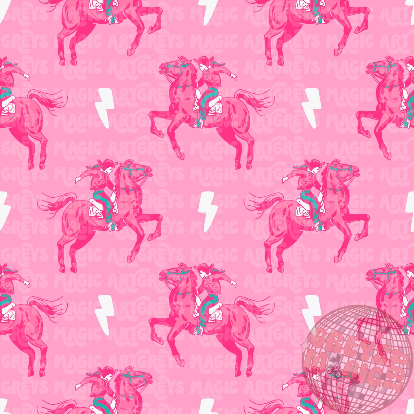 Pink Buckin Cowgirl Bolts Seamless File