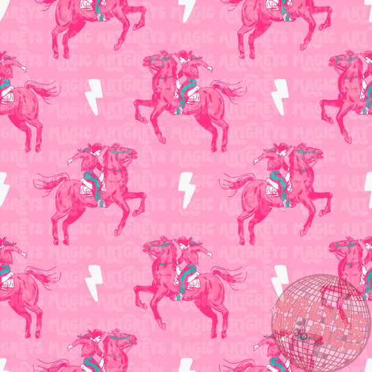 Pink Buckin Cowgirl Bolts Seamless File