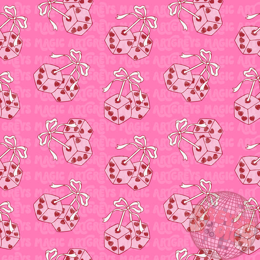 Pink Valentines Day Heart Dice Seamless File