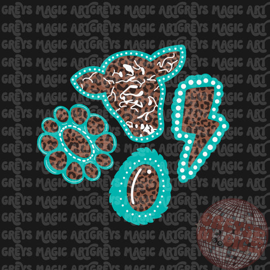 Cheetah Turquoise Western Conchos PNG