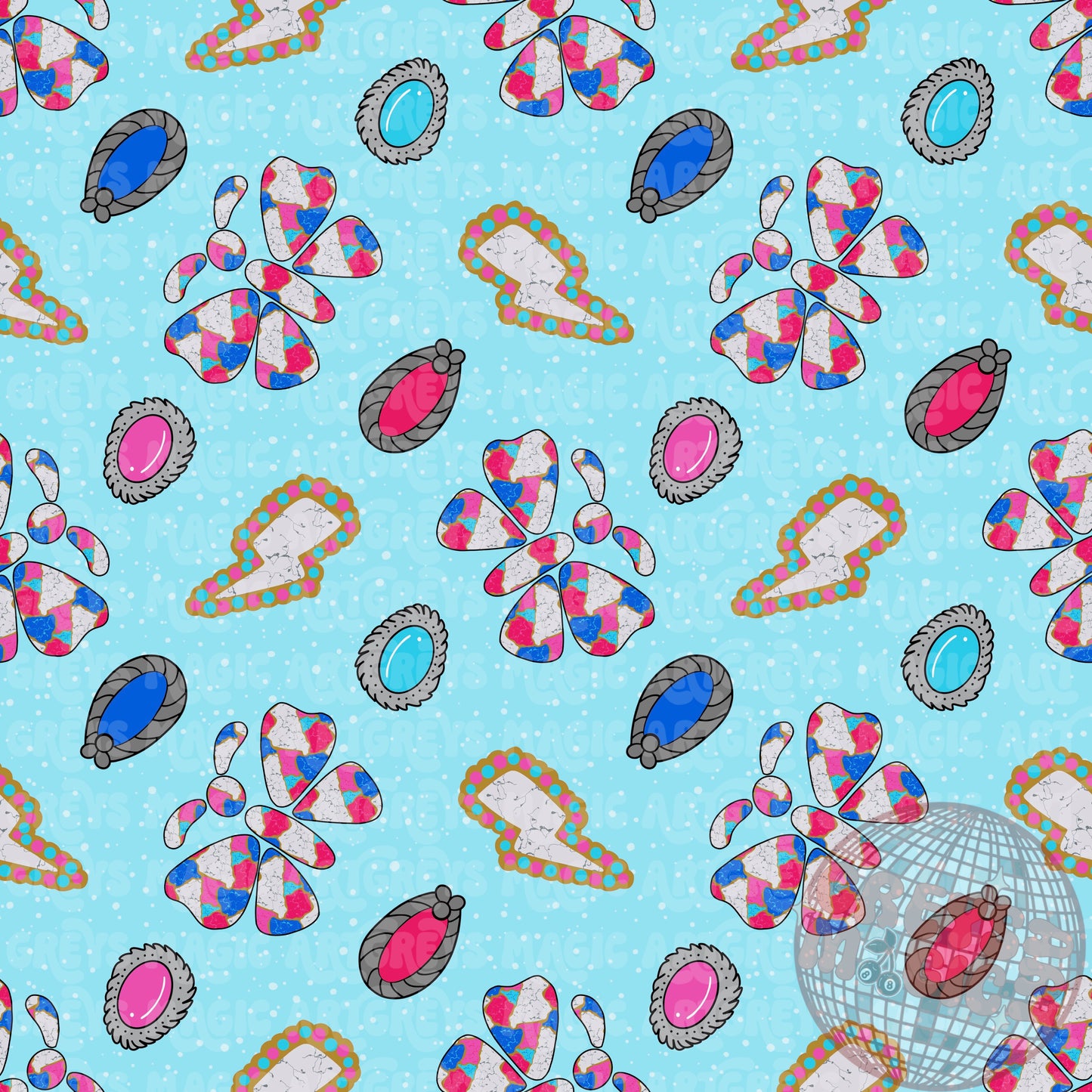 Cotton Candy Turquoise Marble Western Butterflies Seamless File