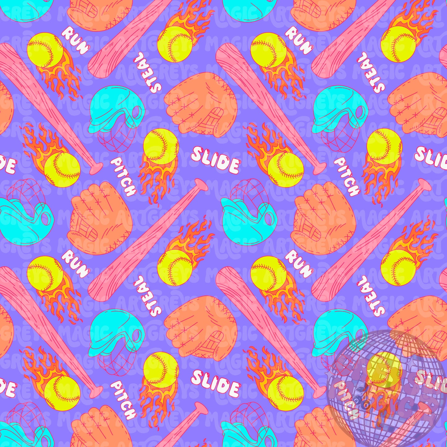 Neon Softball Seamless File