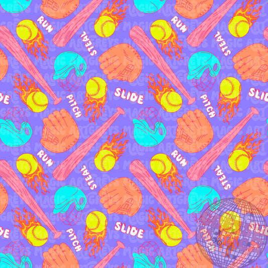 Neon Softball Seamless File