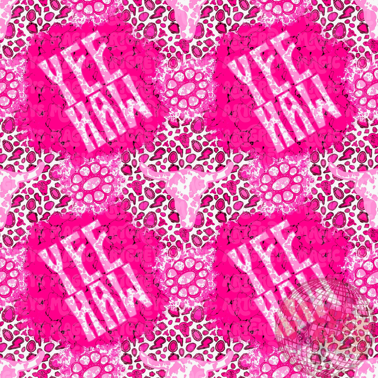 Hot Pink Marble Concho Yeehaw Longhorn Mashup Seamless File