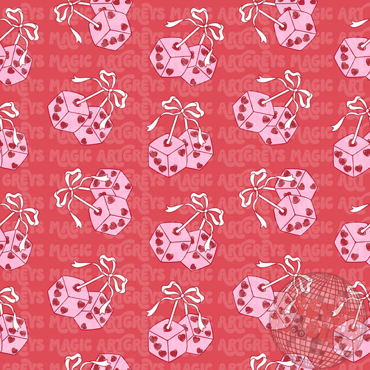 Red Valentines Day Pink Dice Seamless File