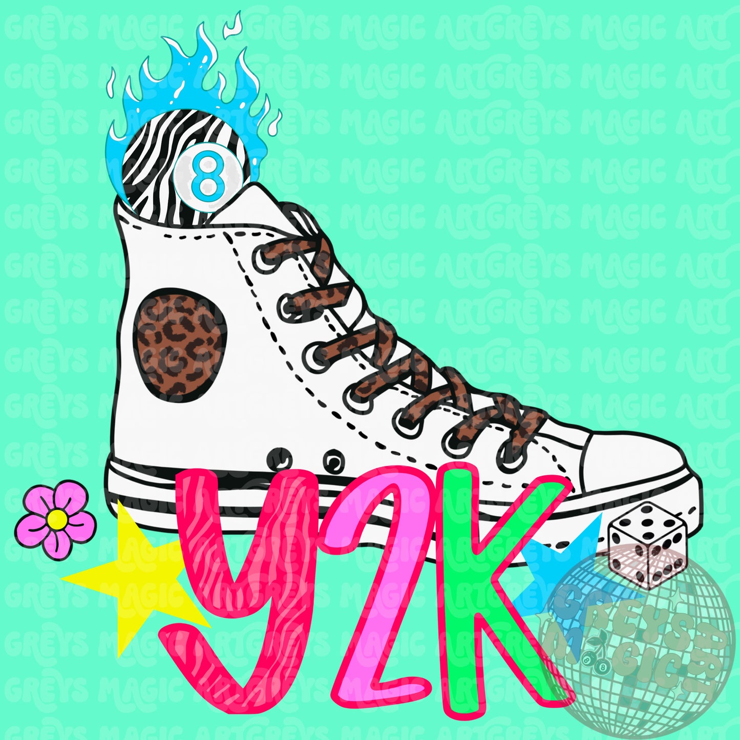 Neon Y2K Converse PNG