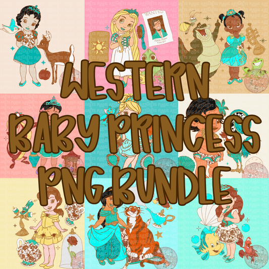 NO CODES - Western Baby Princess PNG Bundle