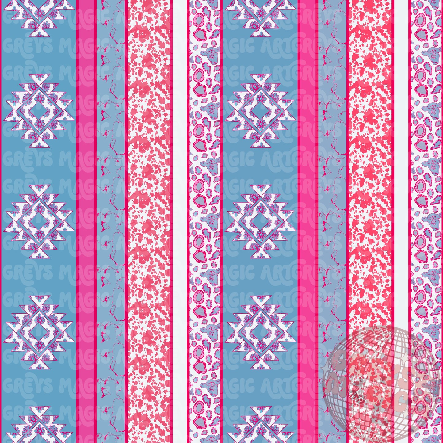 Pink And Turquoise Aztec Stripes 2.0 Seamless File