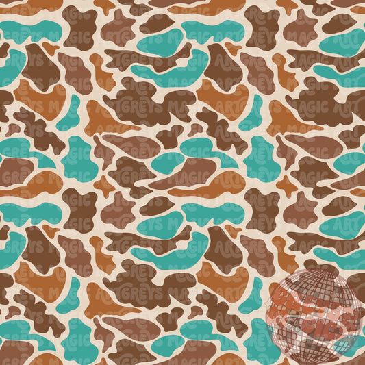 Blue Orange Brown Camo Seamless File