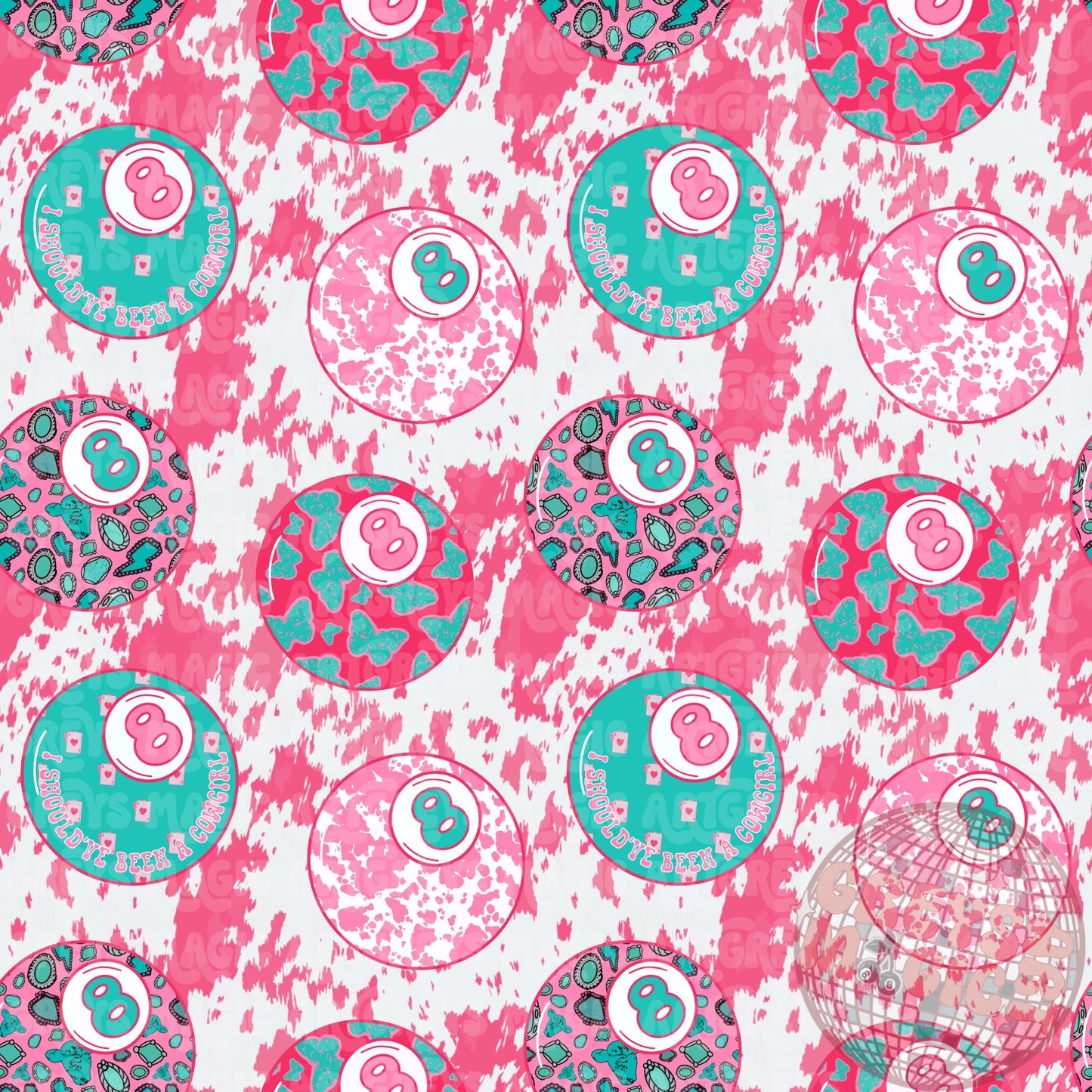 Pink Cowhide Western 8ball Seamless File
