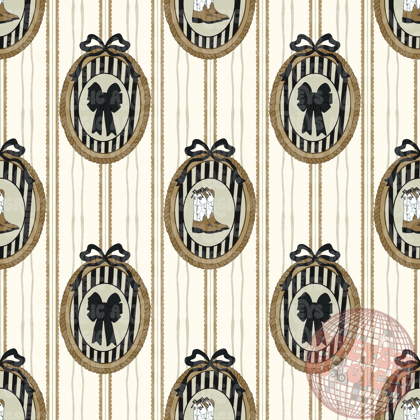 Coquette Mirror Western Boots And Bows Seamless File