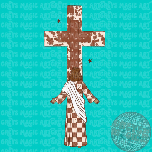 Neutral Western Jesus And Cross PNG