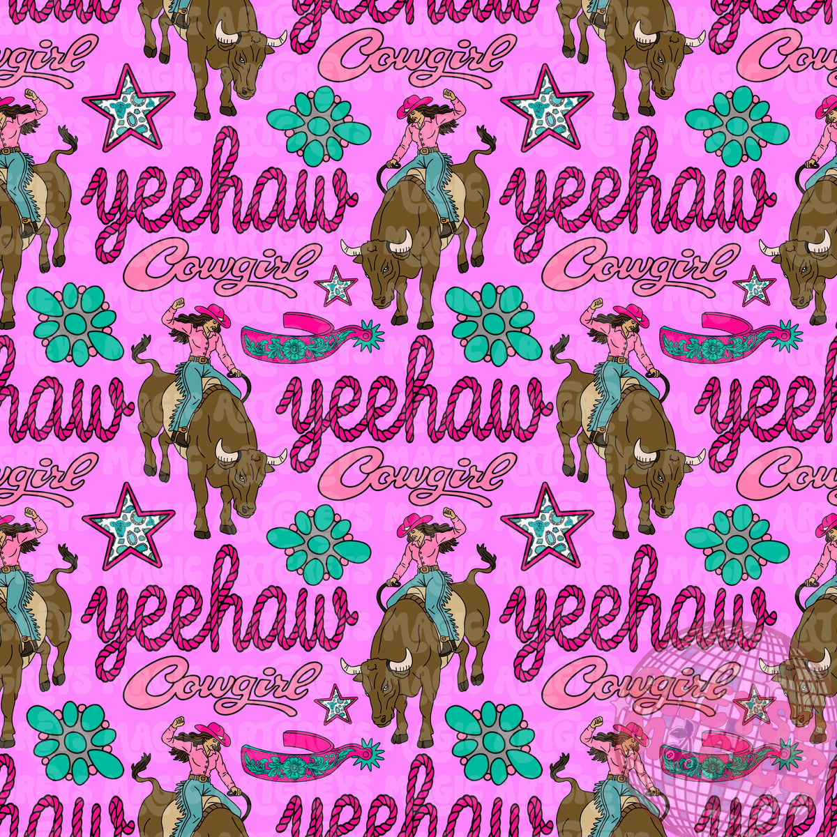 Yeehaw Cowgirl Bull Rider Seamless File