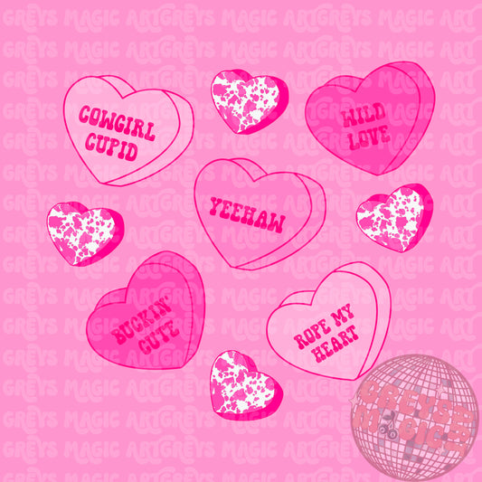 Pink Western Vday Hearts PNG