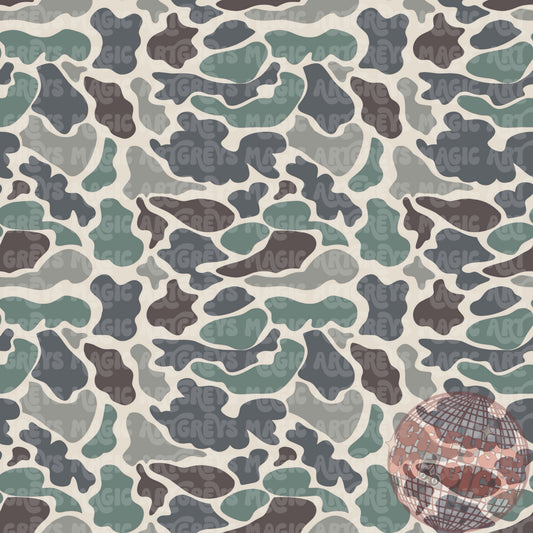 Neutral Green Vintage Santa Christmas Camo Coord Seamless File