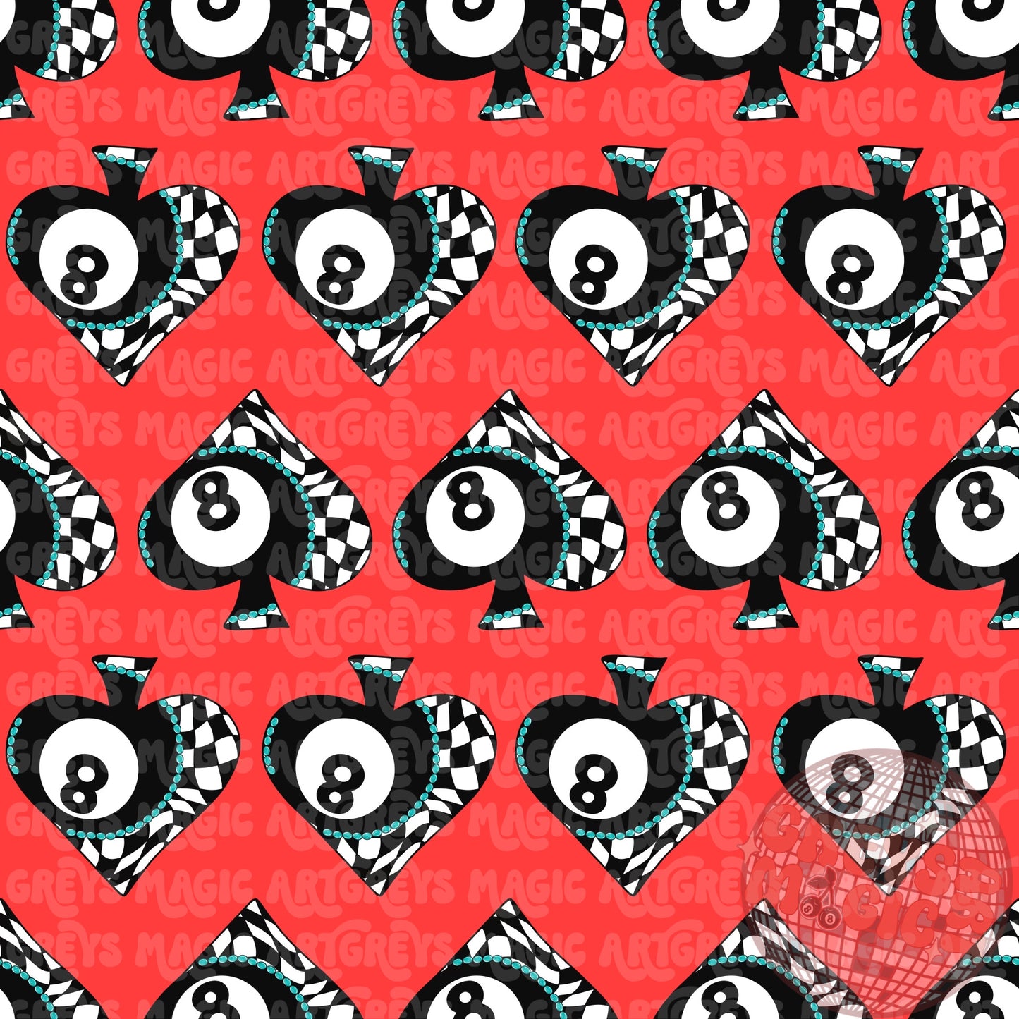 Red Spades 8ball Seamless File