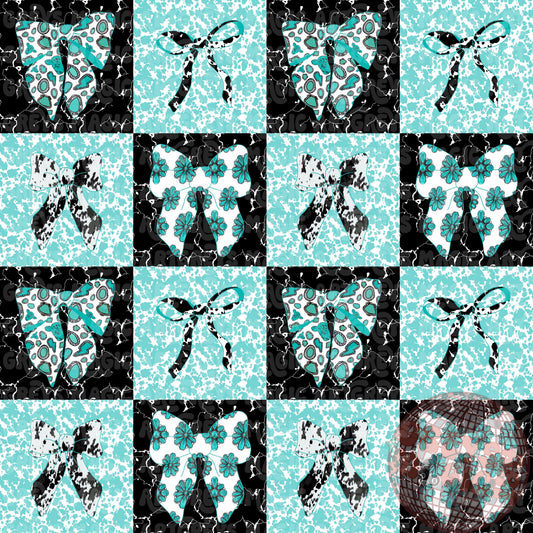 Cowprint Marble Stone Checkered Western Bows Seamless File
