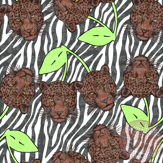 Cheetah Retro Cherries Over Zebra Seamless File