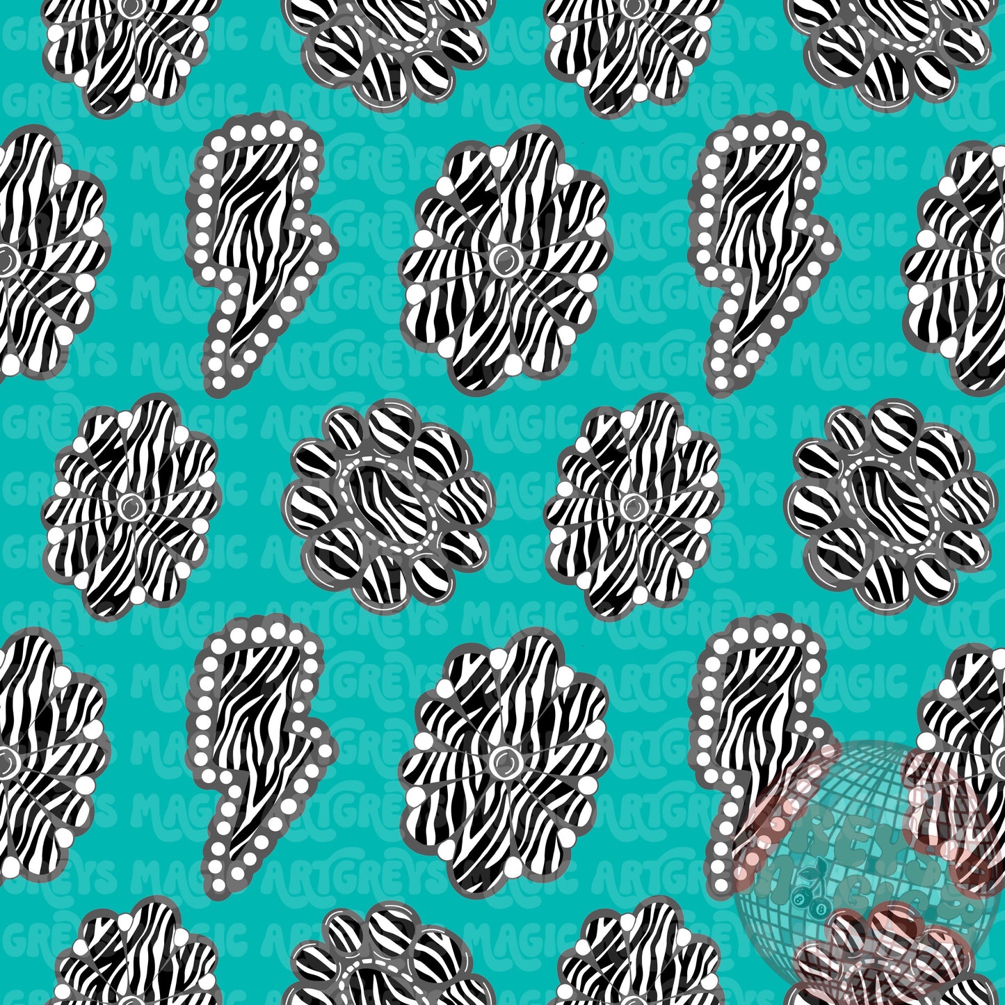Zebra Conchos Turquoise Seamless File