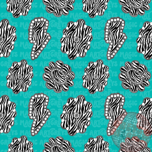 Zebra Conchos Turquoise Seamless File
