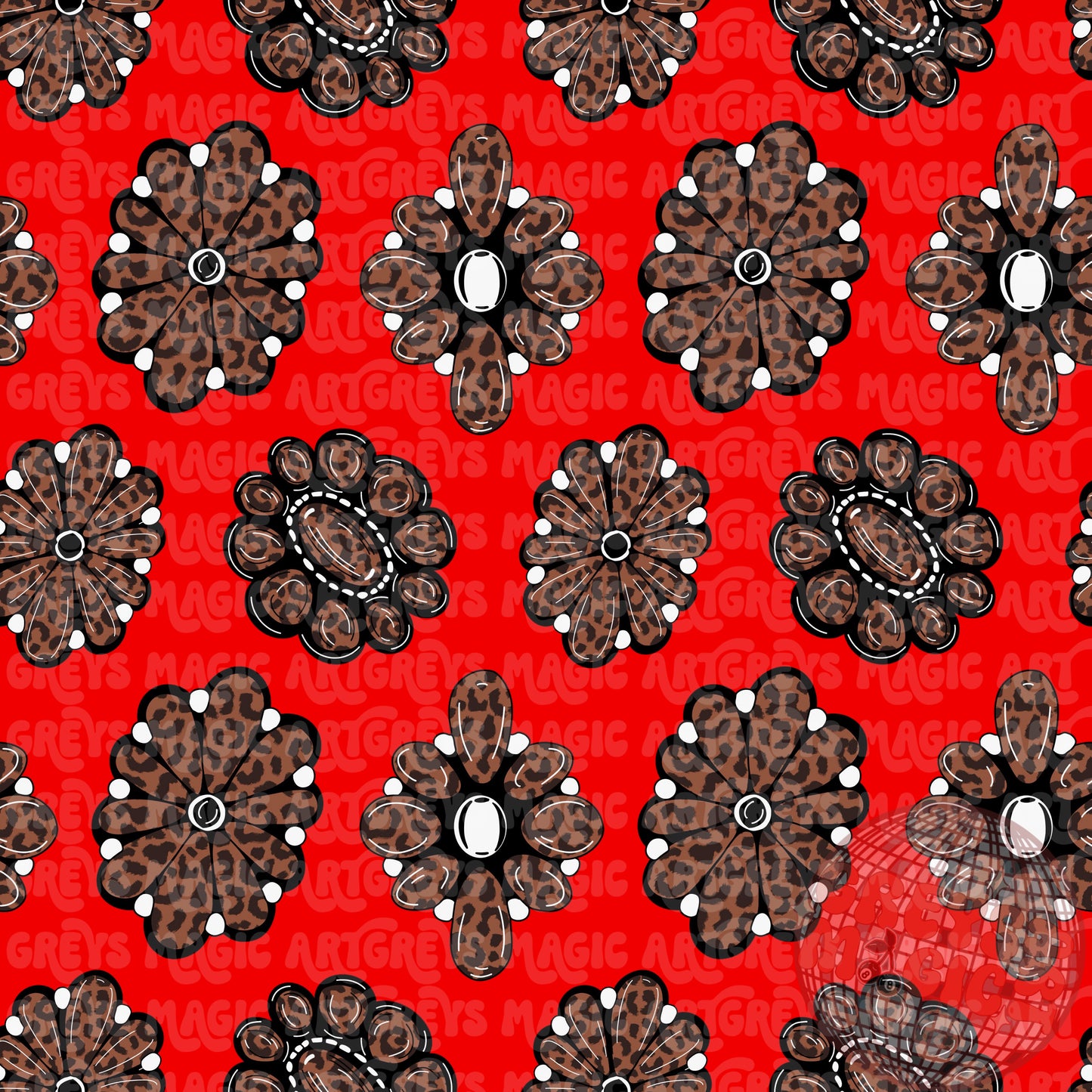 Cheetah Conchos And Red Seamless File